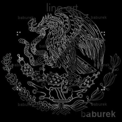 The coat of arms of Mexico - Line Art